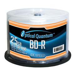 OPTICAL QUANTUM 4X 25GB WHITE INKJET HUB PRINTABLE BD-R - 50 PC/PK