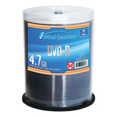 Optical Quantum BQ 16x 4.7GB White Inkjet Hub Printable DVD-R 100 Packs Disc 