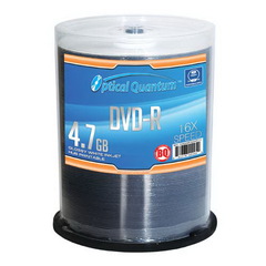 Optical Quantum 16x 4.7GB Glossy White Inkjet Hub Printable DVD-R 100 Packs Disc