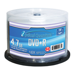 Optical Quantum 16x 4.7GB White Thermal Hub Printable DVD+R 50 Packs Disc
