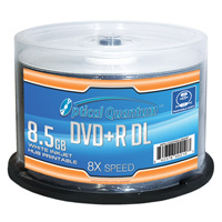 OPTICAL QUANTUM-R 8X 8.5GB WHITE INKJET HUB PRINTABLE DVD+R DL - 50 PC/PK
