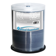 OPTICAL QUANTUM 52X 80MIN 700MB SILVER THERMAL HUB PRINTABLE CD-R - 100 PC/PK