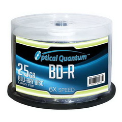 OPTICAL QUANTUM 6X 25GB LOGO TOP BD-R - 25 PC/PK